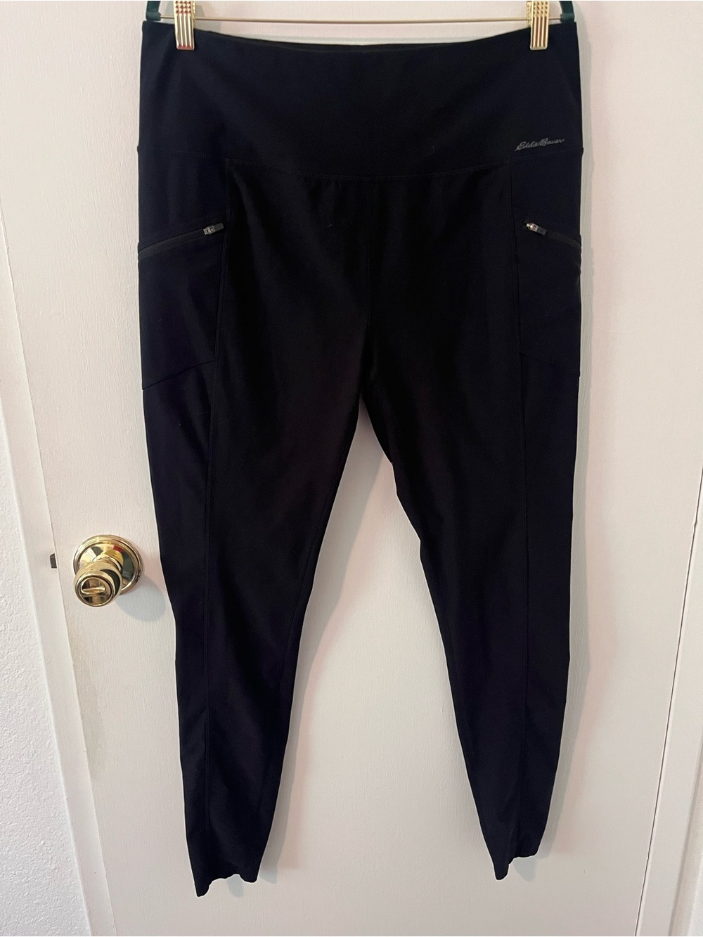 Eddie Bauer Women’s Black Leggings Full Length Zipping Pockets Tall XL TXL